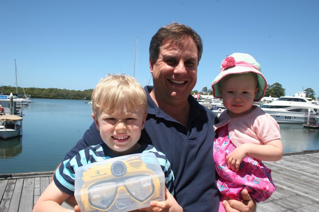 Geoffrey, Harrison and Amelia take their prizes $14,000 in boat, engine, gear and holiday © Jeni Bone